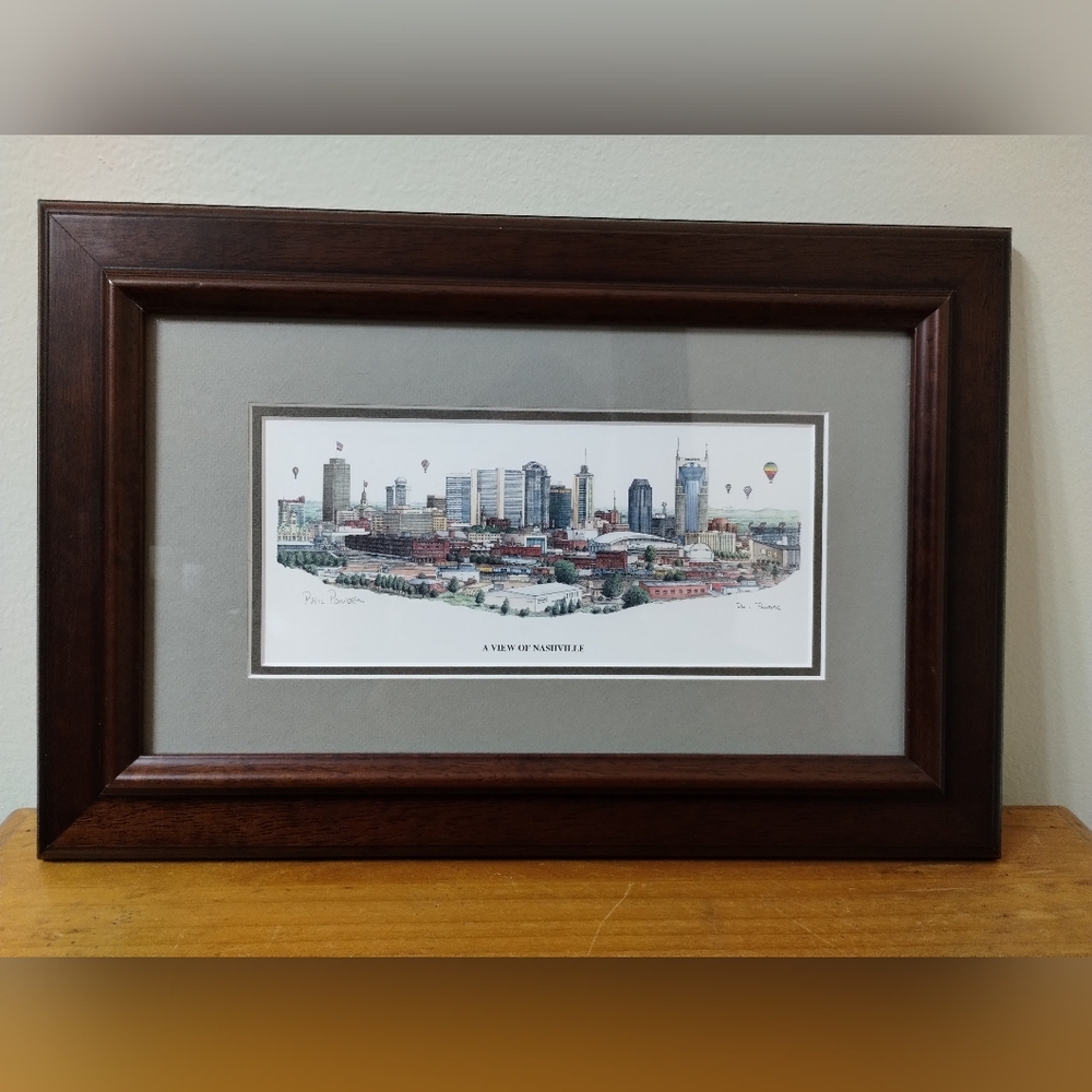 Phil Ponder Framed "A View of Nashville" Signed Printing